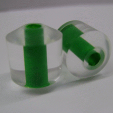 205 - Clear Cylinder with bevel - Green Center  (Package of 10)