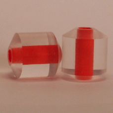 205 - Clear Cylinder with bevel - Red Center  (Package of 10)