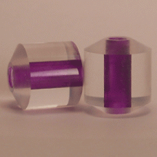 205 - Clear Cylinder with bevel - Purple Center  (Package of 10)